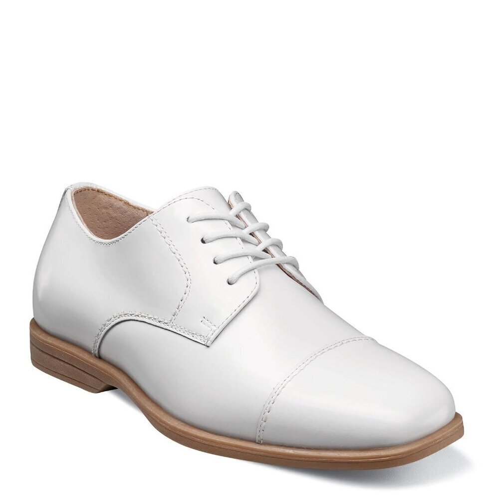Florsheim  Cap Toe Ox, Jr.  Leather Upper White Smooth Leather 6.5 Big Kid